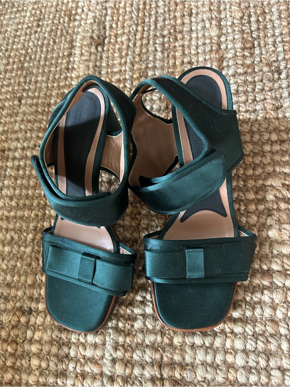 NWOT Marni green satin sandals